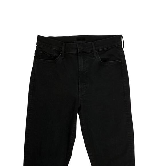 Women 30 Mother Denim Insider Crop Step Fray Not Guilty Black Jeans Pants - Picture 2 of 8